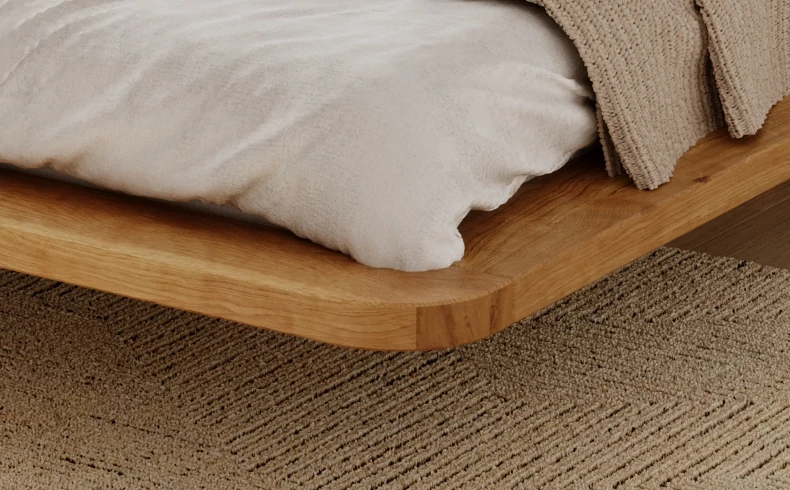 Drewniane łóżko dębowe JAPANDIC do sypialni w minimalistycznym stylu