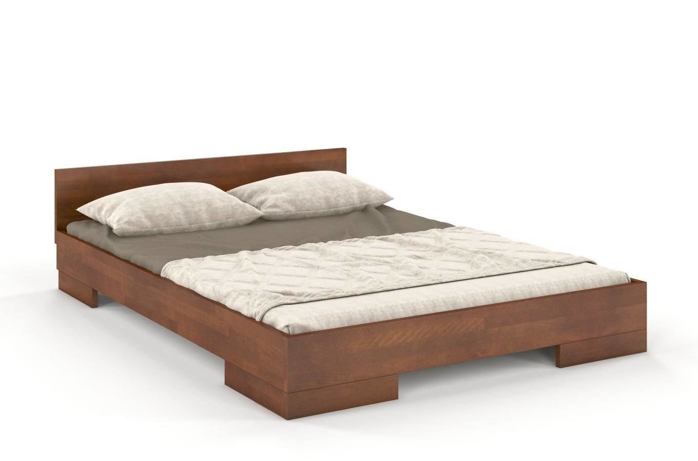 Łóżko drewniane bukowe Skandica SPECTRUM Niskie / 140x200 cm, kolor orzech