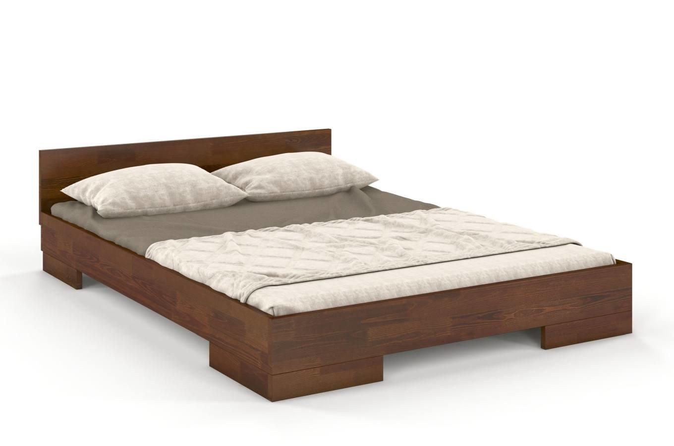 Łóżko drewniane bukowe Skandica SPECTRUM Niskie / 200x200 cm, kolor orzech
