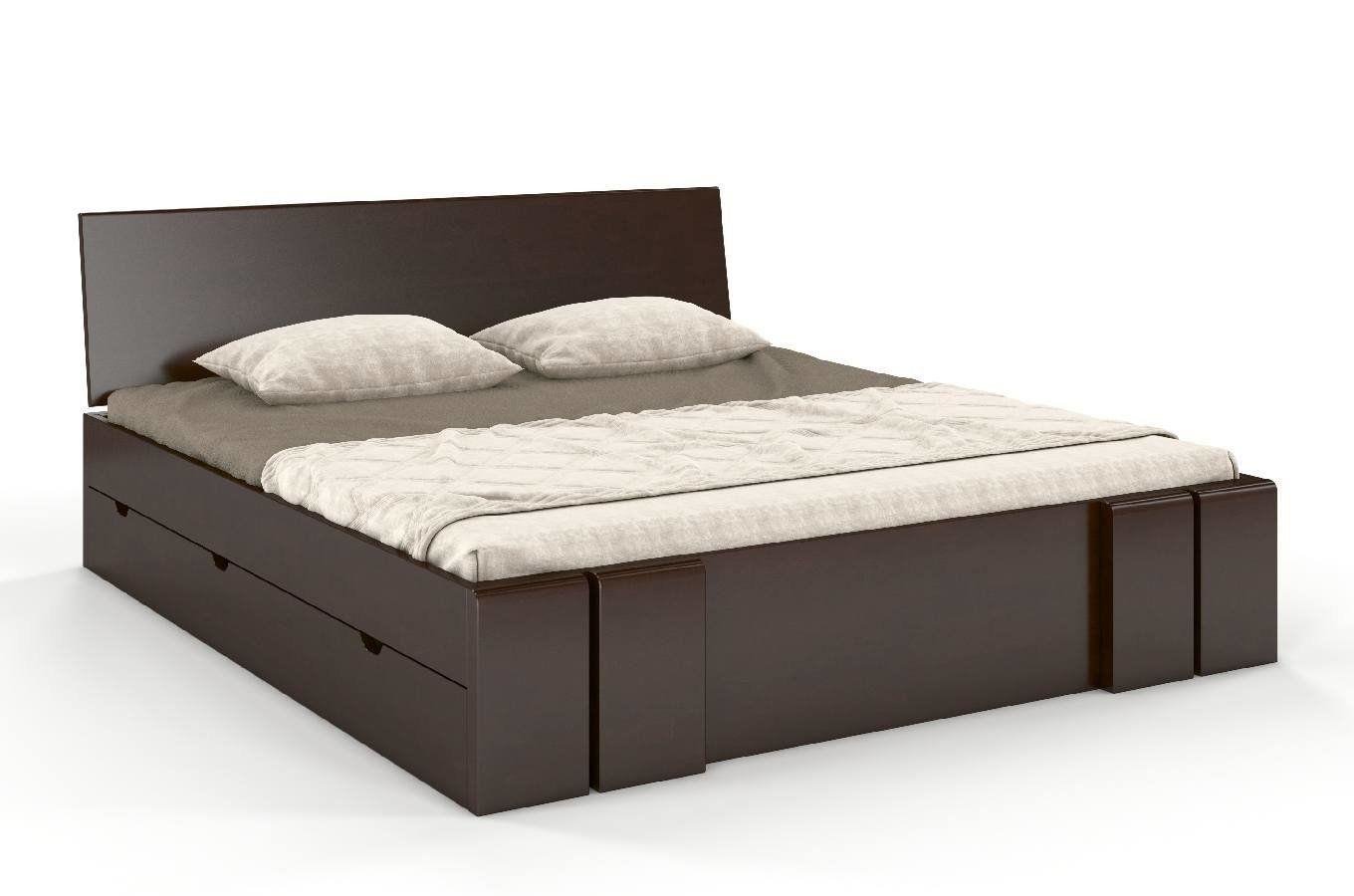 Łóżko drewniane bukowe z szufladami Skandica VESTRE Maxi & DR / 140x200 cm, kolor palisander