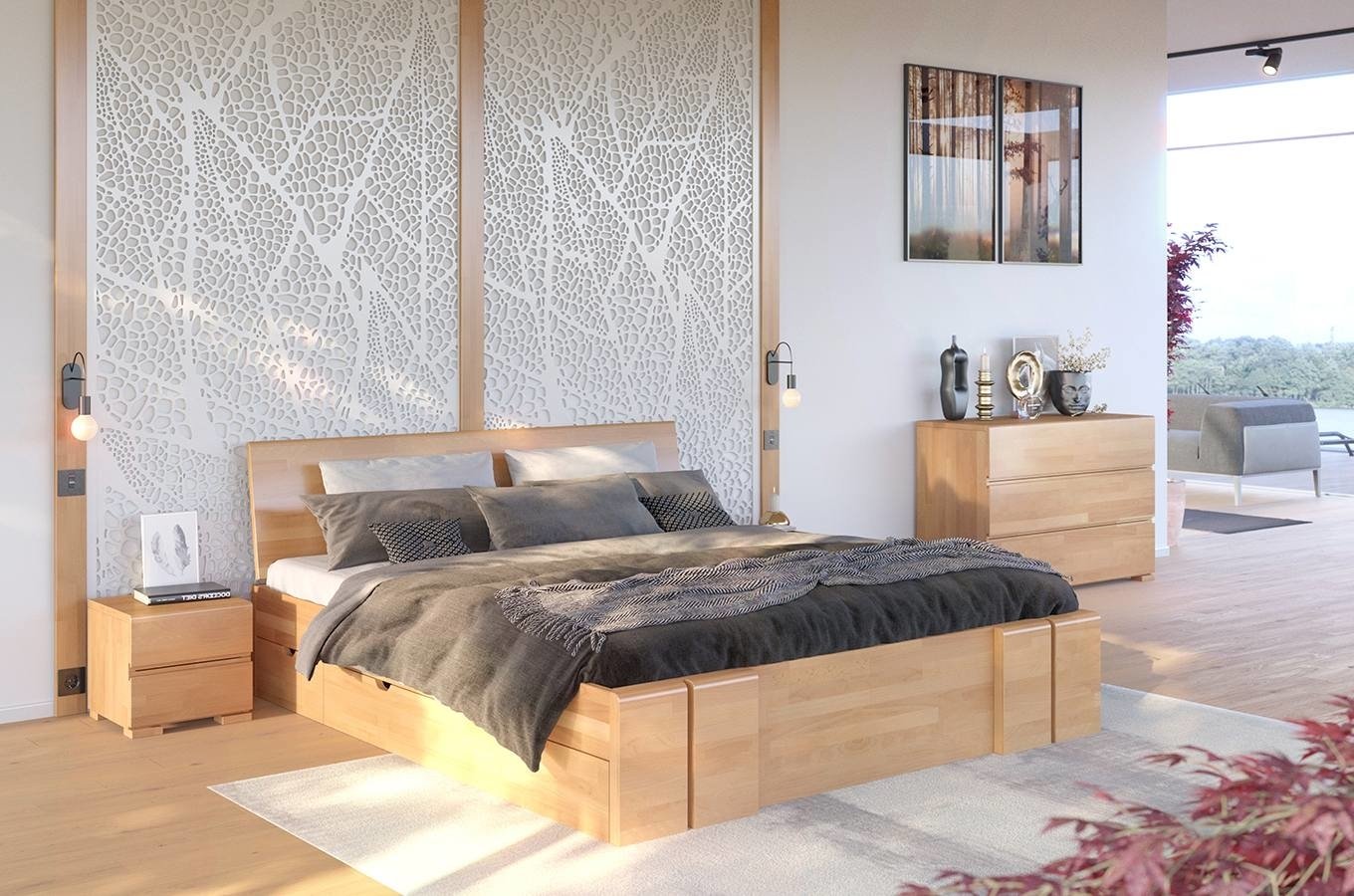 Łóżko drewniane bukowe z szufladami Skandica VESTRE Maxi & DR
