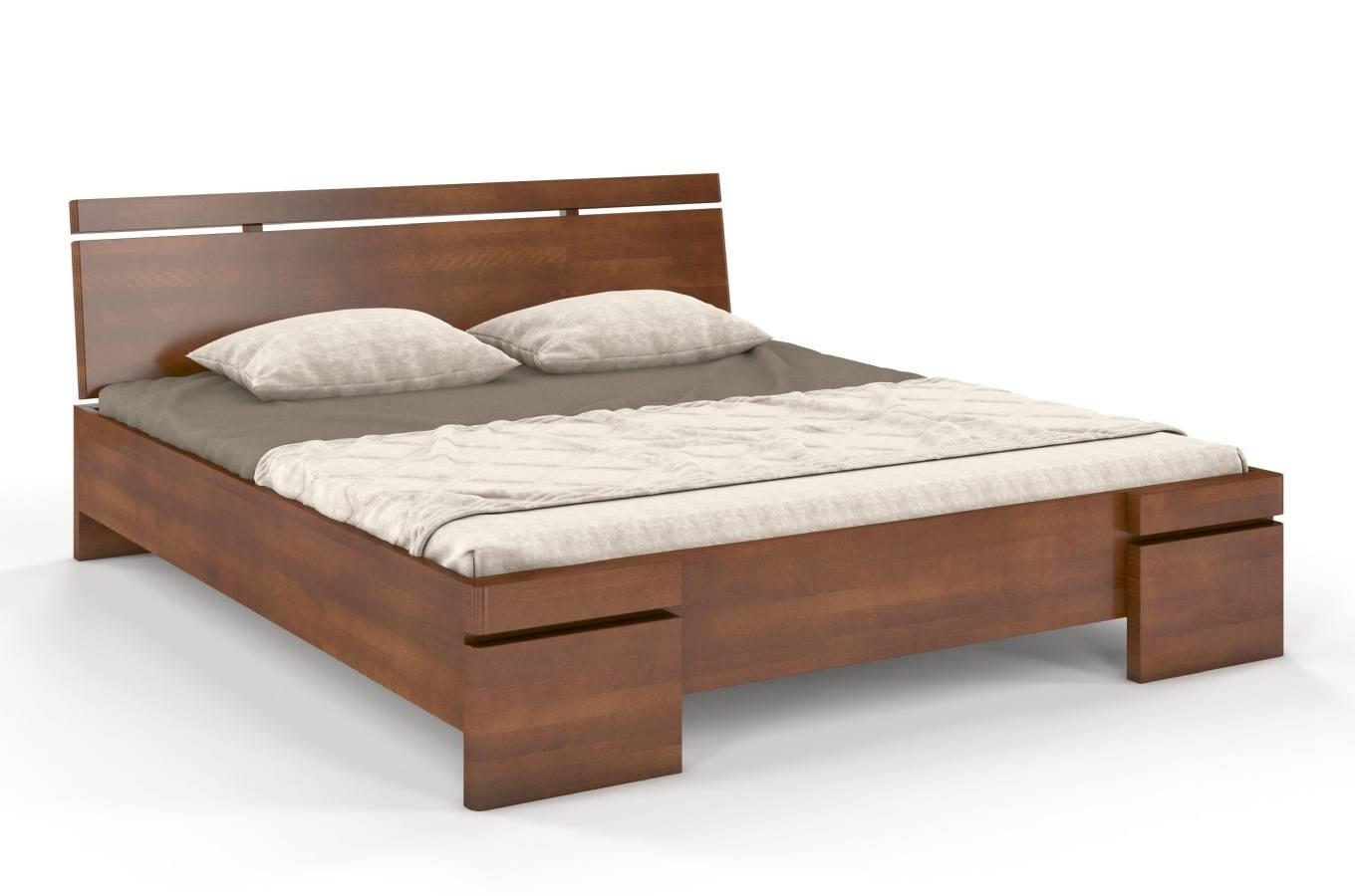 Łóżko drewniane bukowe ze skrzynią na pościel Skandica SPARTA Maxi & ST / 160x200 cm, kolor orzech