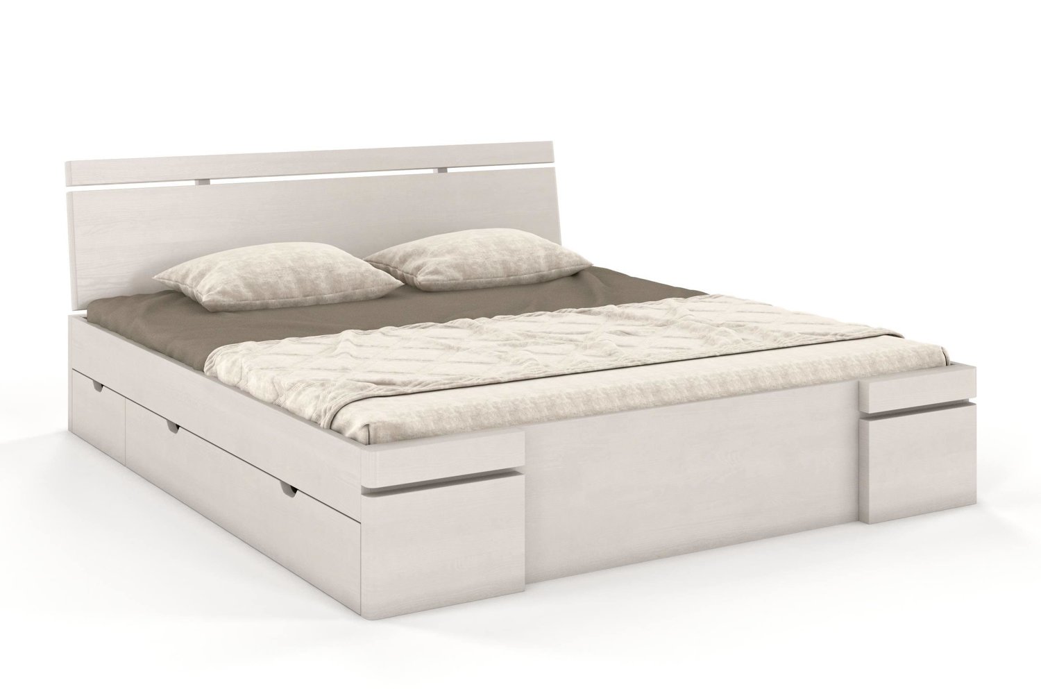 Łóżko drewniane sosnowe z szufladami Skandica SPARTA Maxi & DR / 140x200 cm, kolor biały