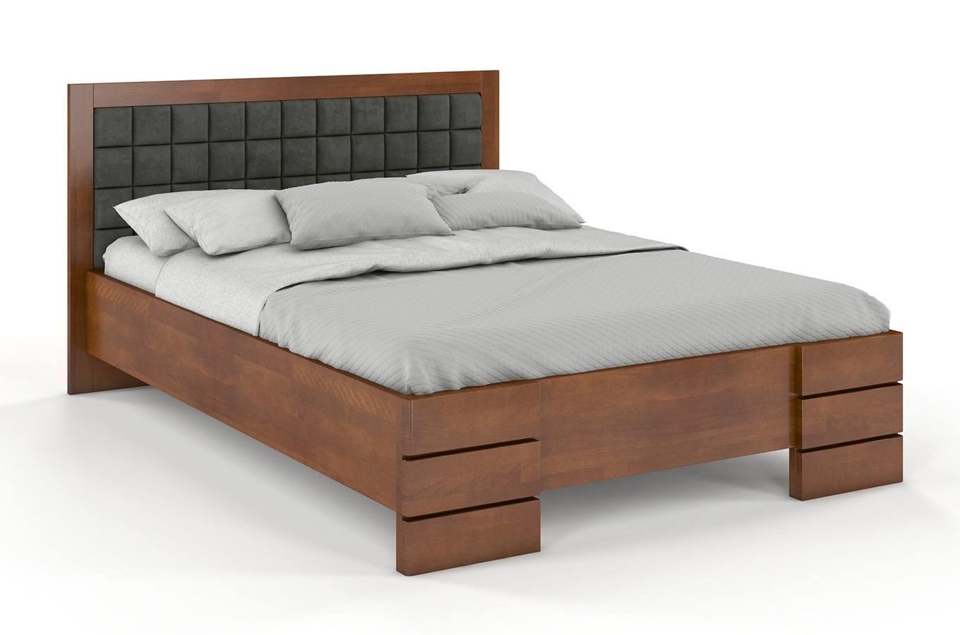 Tapicerowane łóżko drewniane - bukowe Visby Gotland High