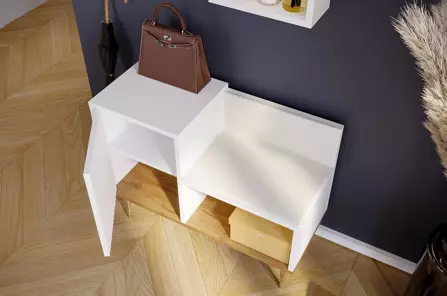 Biała nowoczesna szafka z siedziskiem Skandica HARMONI