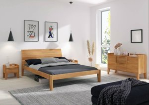 Łóżko drewniane bukowe Skandica AGAVA / 200x200 cm, kolor biały