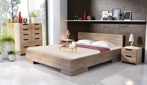 Łóżko drewniane bukowe Skandica SPECTRUM Maxi / 200x200 cm, kolor naturalny