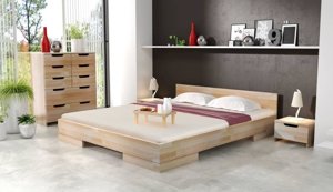 Łóżko drewniane bukowe Skandica SPECTRUM Niskie / 140x200 cm, kolor naturalny