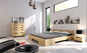 Łóżko drewniane bukowe Skandica SPECTRUM Niskie / 160x200 cm, kolor orzech