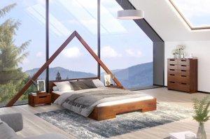 Łóżko drewniane bukowe Skandica SPECTRUM Niskie / 160x200 cm, kolor orzech