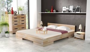 Łóżko drewniane bukowe Skandica SPECTRUM Niskie / 90x200 cm, kolor orzech