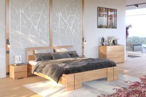 Łóżko drewniane bukowe Skandica VESTRE Maxi / 180x200 cm, kolor orzech