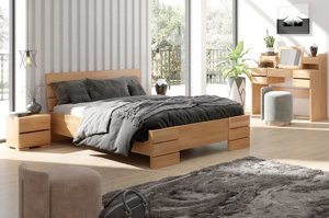 Łóżko drewniane bukowe Visby Sandemo High / 160x200 cm, kolor palisander