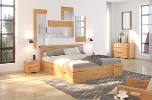 Łóżko drewniane bukowe z szufladami Skandica SPARTA Maxi & DR / 120x200 cm, kolor biały