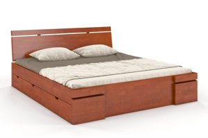 Łóżko drewniane bukowe z szufladami Skandica SPARTA Maxi & DR / 140x200 cm, kolor orzech