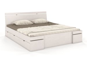 Łóżko drewniane bukowe z szufladami Skandica SPARTA Maxi & DR / 160x200 cm, kolor biały