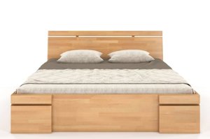 Łóżko drewniane bukowe z szufladami Skandica SPARTA Maxi & DR / 180x200 cm, kolor orzech