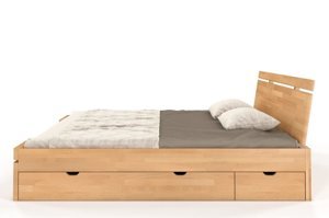 Łóżko drewniane bukowe z szufladami Skandica SPARTA Maxi & DR / 180x200 cm, kolor orzech