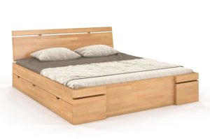 Łóżko drewniane bukowe z szufladami Skandica SPARTA Maxi & DR / 200x200 cm, kolor orzech
