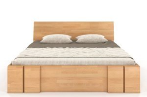 Łóżko drewniane bukowe z szufladami Skandica VESTRE Maxi & DR / 120x20 cm, kolor biały