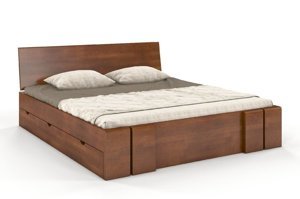 Łóżko drewniane bukowe z szufladami Skandica VESTRE Maxi & DR / 120x200 cm, kolor orzech