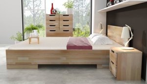 Łóżko drewniane bukowe ze skrzynią na pościel Skandica SPECTRUM Maxi & Long ST / 120x220 cm, kolor biały