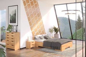 Łóżko drewniane bukowe ze skrzynią na pościel Skandica SPECTRUM Maxi & Long ST / 160x220 cm, kolor biały