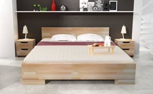 Łóżko drewniane bukowe ze skrzynią na pościel Skandica SPECTRUM Maxi & ST / 120x200 cm, kolor orzech