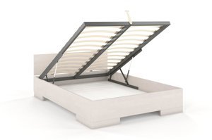 Łóżko drewniane bukowe ze skrzynią na pościel Skandica SPECTRUM Maxi & ST / 140x200 cm, kolor biały