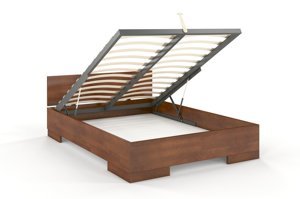 Łóżko drewniane bukowe ze skrzynią na pościel Skandica SPECTRUM Maxi & ST / 180x200 cm, kolor palisander