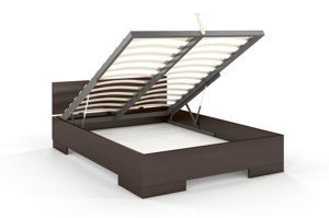 Łóżko drewniane bukowe ze skrzynią na pościel Skandica SPECTRUM Maxi & ST / 200x200 cm, kolor biały