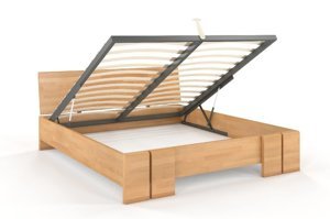 Łóżko drewniane bukowe ze skrzynią na pościel Skandica VESTRE Maxi & ST / 120x200 cm, kolor biały