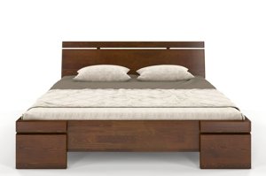 Łóżko drewniane sosnowe Skandica SPARTA Maxi & Long / 180x220 cm, kolor orzech
