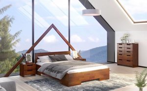 Łóżko drewniane sosnowe Skandica SPECTRUM Maxi / 160x200 cm, kolor palisander