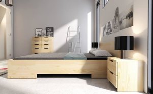 Łóżko drewniane sosnowe Skandica SPECTRUM Maxi / 200x200 cm, kolor orzech
