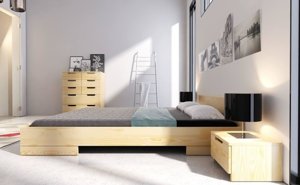 Łóżko drewniane sosnowe Skandica SPECTRUM Niskie / 140x200 cm, kolor biały