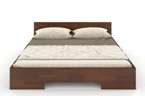 Łóżko drewniane sosnowe Skandica SPECTRUM Niskie / 160x200 cm, kolor orzech