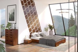 Łóżko drewniane sosnowe Skandica SPECTRUM Niskie / 90x200 cm, kolor palisander