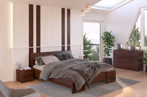Łóżko drewniane sosnowe Skandica VESTRE Maxi / 140x200 cm, kolor palisander