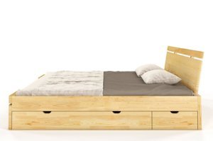 Łóżko drewniane sosnowe z szufladami Skandica SPARTA Maxi & DR / 120x200 cm, kolor naturalny