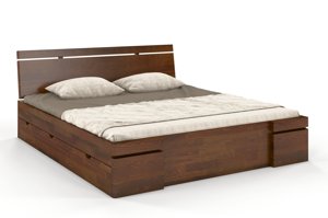 Łóżko drewniane sosnowe z szufladami Skandica SPARTA Maxi & DR / 120x200 cm, kolor palisander