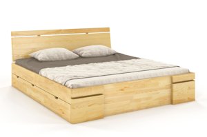 Łóżko drewniane sosnowe z szufladami Skandica SPARTA Maxi & DR / 140x200 cm, kolor orzech