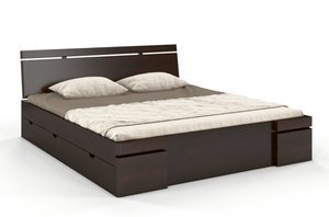 Łóżko drewniane sosnowe z szufladami Skandica SPARTA Maxi & DR / 200x200 cm, kolor biały
