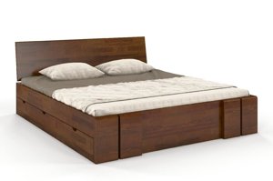 Łóżko drewniane sosnowe z szufladami Skandica VESTRE Maxi & DR / 120x200 cm, kolor palisander