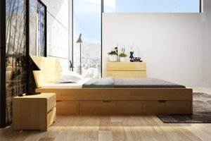 Łóżko drewniane sosnowe z szufladami Skandica VESTRE Maxi & DR / 160x200 cm, kolor biały