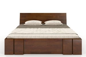Łóżko drewniane sosnowe z szufladami Skandica VESTRE Maxi & DR / 160x200 cm, kolor palisander