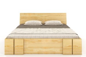Łóżko drewniane sosnowe z szufladami Skandica VESTRE Maxi & DR / 180x200 cm, kolor orzech
