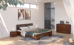 Łóżko drewniane sosnowe ze skrzynią na pościel Skandica SPARTA Maxi & ST / 120x200 cm, kolor orzech