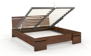 Łóżko drewniane sosnowe ze skrzynią na pościel Skandica SPARTA Maxi & ST / 120x200 cm, kolor orzech