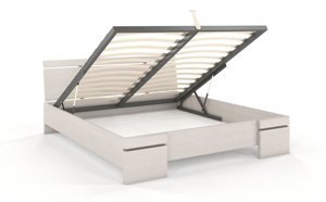 Łóżko drewniane sosnowe ze skrzynią na pościel Skandica SPARTA Maxi & ST / 160x200 cm, kolor biały